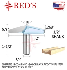 Tideway IND LC03013208D 2" DIA X 150° DEG V Groove 1/2" shank router bit