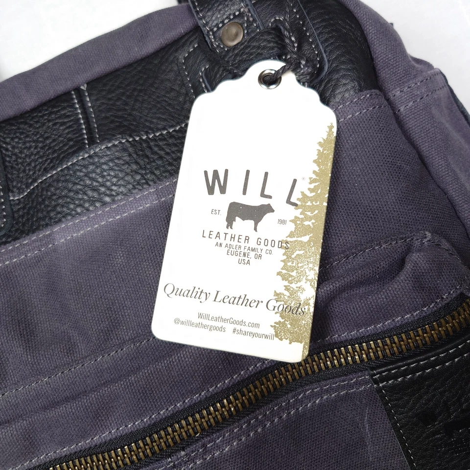 NUEVO $325 Will Leather Goods WILL ADVENTURE ONWARD BOLSO CARBÓN CON ALMOHADA NUEVO CON ETIQUETAS Foto 4 de 4