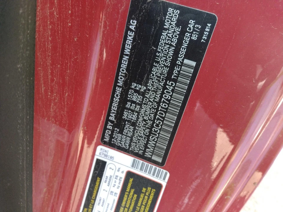 2013 MINI COOPER Rack and Pinion Assembly OEM Red 86K Miles NJ25-18459-458809 - Imagem 2 de 3