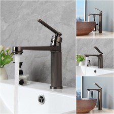 Brushed Gray Bathroom Basin Sink Mixer Facuet Single Handle Taps Deck Mounted