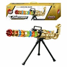 M134 LASER LIGHT GATLING GUN TOY LIGHTS, SOUND & STAND GOLD COLOUR