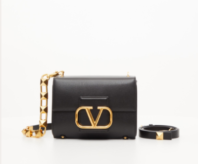 Valentino STUD SIGN GRAINY CALFSKIN SHOULDER BAG Black - BNWT | eBay