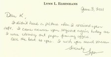 RARE! “Sunoco CEO" Lynn Elsenhans Hand Written Note on a 4X7 Card Dated 2011