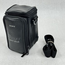  Vintage Sony Cyber-Shot Camera Leather Case Bag  Adj. Shoulder Strap READ