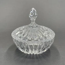 Clear Glass Round Covered Candy Dish with Lid 4 1/2"