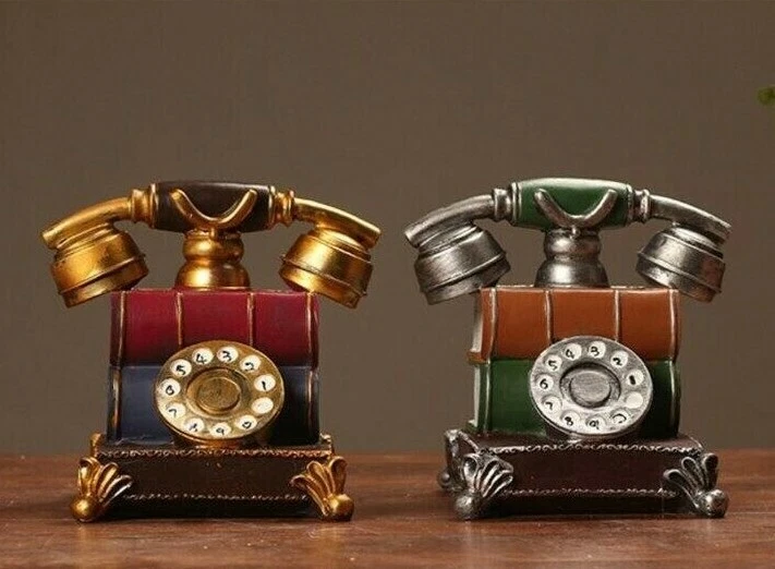 Estatuilla Mesa Hogar Oficina Decoración Arte Europeo Vintage Teléfono Resina Estatua Foto 2 de 4