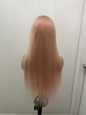 22  Transparent Full Lace Pink Straight Human Hair Wig All Lace, No wefts 