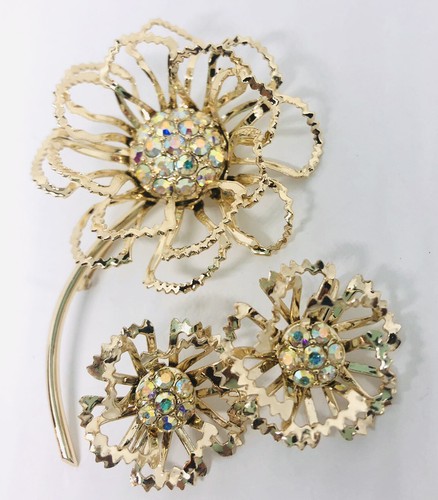 Sarah Coventry “Allusions” Brooch & Earrings Demi AB Rhinestone Vintage Jewelry - 第 2/8 張圖片