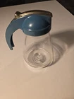 Vintage Glass Syrup Pitcher Buffalo Tool Corp Blue 5.5”