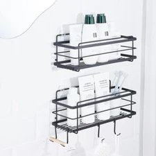 KINCMAX Shower Shelves 2-Pack - Premium Self Adhesive Shower Caddy w/ 4 Hooks