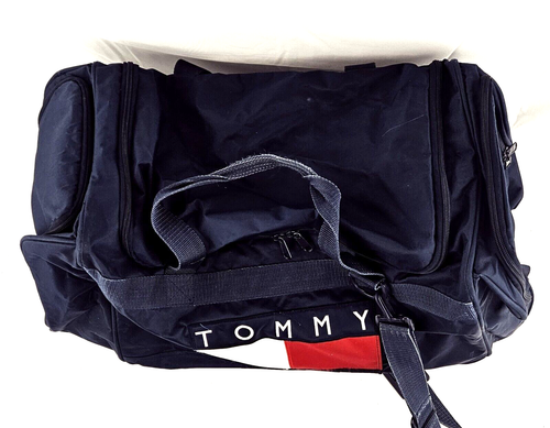 TOMMY HILFIGER Vintage 90s Color Block Logo Large Duffle Gym Travel/Carry On Bag - Picture 3 of 10