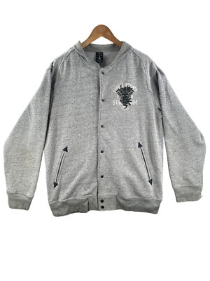 Crooks Castles Sweater Mens XL Grey Varsity Bomber Sweatshirt