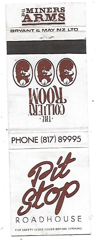 Pit Stop Roadhouse- Huntly, New Zealand Vintage Matchbook Cover
