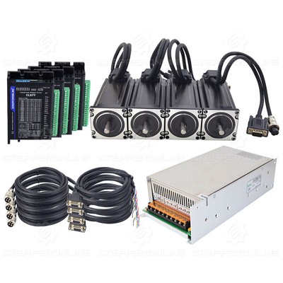 4 Axis Nema 23 Closed Loop Stepper Motor 425oz.in & Servo Driver CL57T CNC Kit