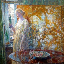 TANAGRA THE BUILDERS NEW YORK 1918 IMPRESSIONIST PAINTING BY CHILDE HASSAM REPRO