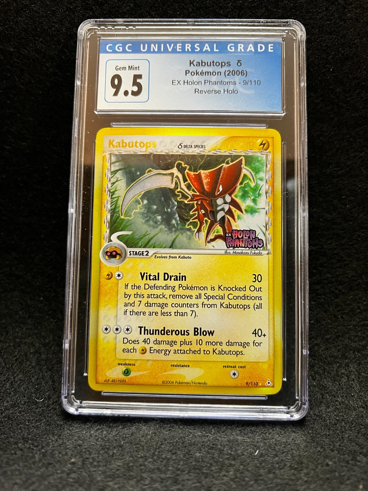Pokemon KABUTOPS 9/110 (Reverse Holo Stamped) Holon Phantoms - CGC 9.5 Top Pop 5
