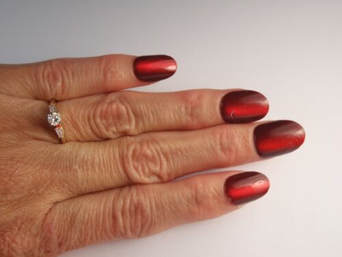 14K Solid Yellow Gold Round & Baguette Natural Diamond Engagement Ring Size 6.75 - Picture 4 of 15