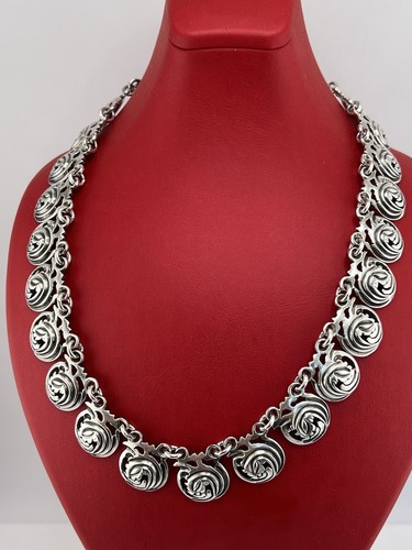 Vintage Modernist Mexico Sterling Silver 925 Necklace