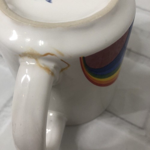 Vintage Purple Rim Rainbow Coffee Mug 8 Oz Cup Sunny 21135 Korea Handcrafted - Picture 8 of 8