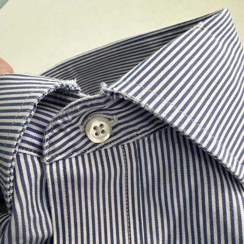 Brooks Brothers 1818 Milano Blue/White stripe mens shirt (Wear on collar) 16-4/5 - Picture 9 of 16