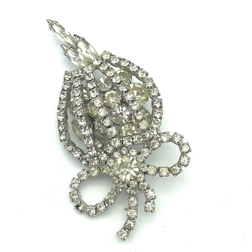 Brosche klar Strass Lagenlook gewölbt Blumen Vintage - Bild 5 von 12