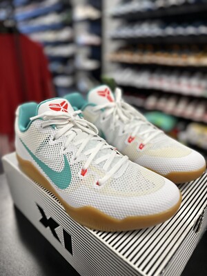 Size 13 - Nike Kobe 11 EM Low Summer 2016 Miami White Teal 836183