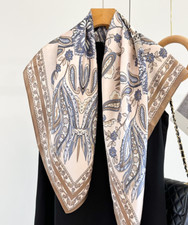 100 Silk Scarf Women Vintage cashew Print Neckerchief Bandana 90 90cm NEW