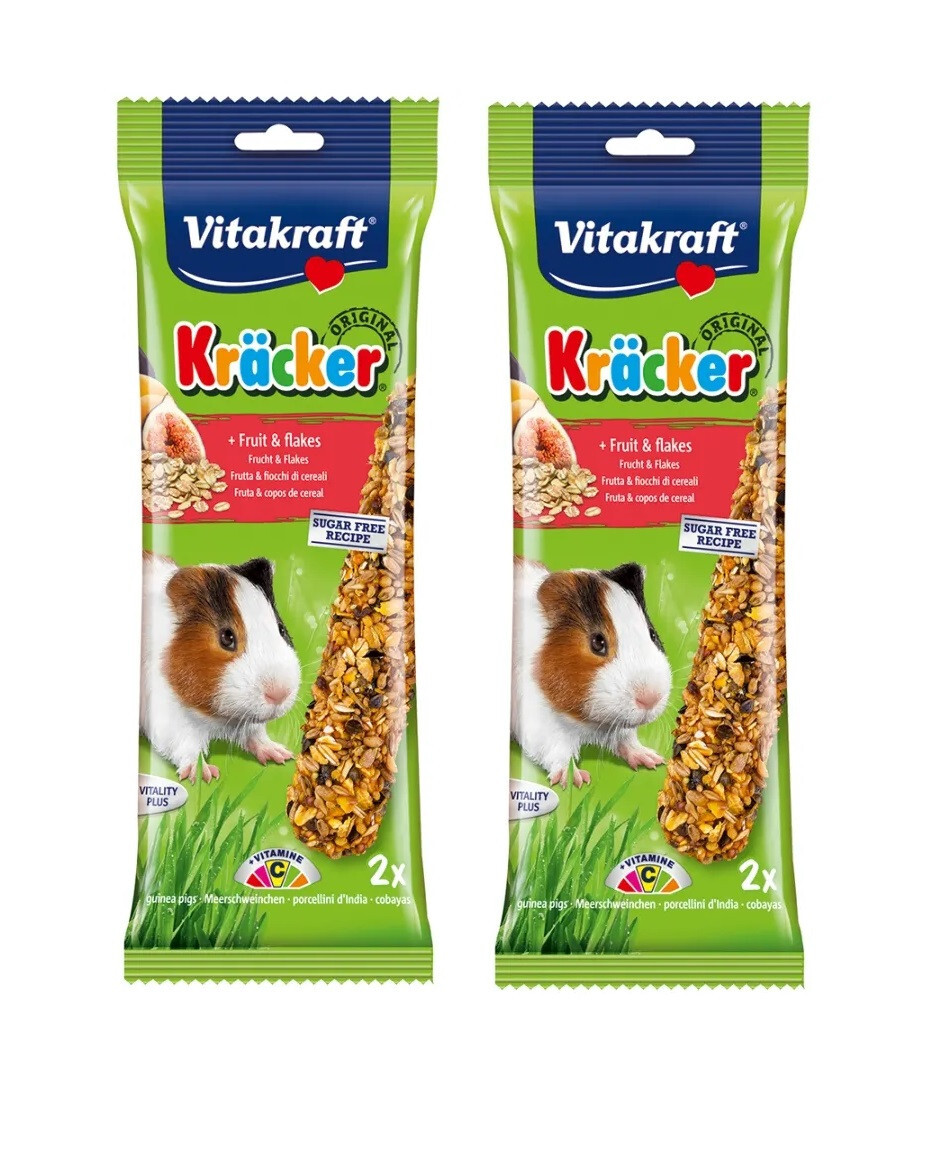 x2 VITAKRAFT Guinea Pig Treat Fruit Sticks Tasty Boredom Breakers 2 Pack Food