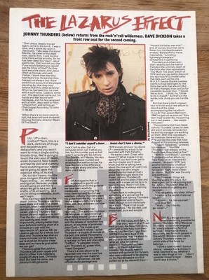 JOHNNY THUNDERS 'Lazarus effect' ARTICLE / clipping