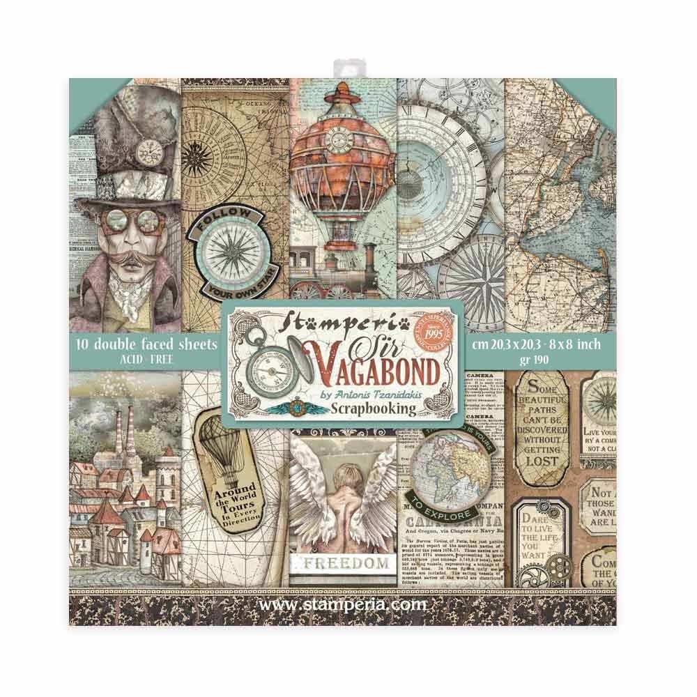 Stamperia 8"" x 8"" Paper Sheets Sir Vagabond