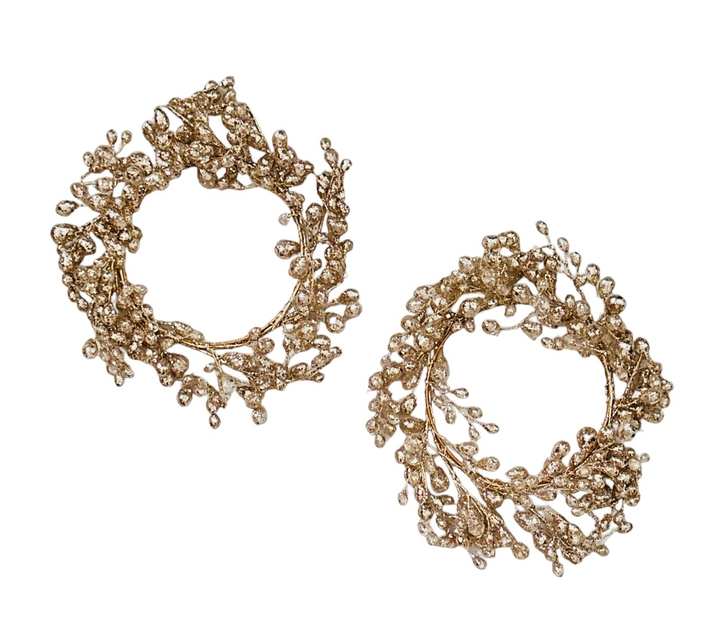 Set of 2 Valerie Parr Hill Gold Glittered Beaded Candle Rings eBay