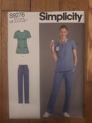 Simplicity S9276 9276 Pattern Nurse Scrubs Top Pants Medical Uniform 16 - 24 UC