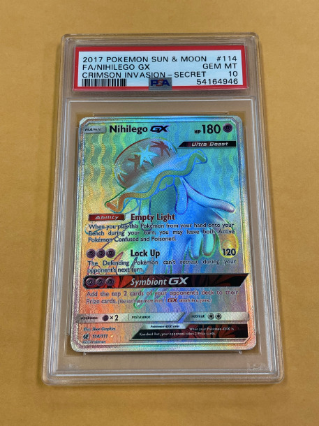 Nihilego GX RAINBOW SECRET HYPER FA RARE 114/111 Pokemon SM