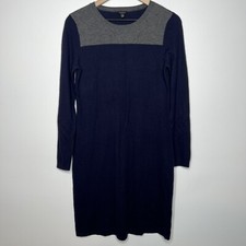 Talbots Lambswool Blend Sweater Dress Navy Blue Womens Size Small