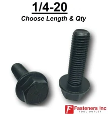 1/4-20 Grade 8 Flange Frame Bolt Black Phosphate & Oil (All Sizes & Qty's) 1/4"