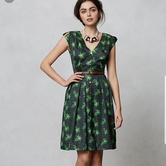 green pineapple dress Moana Short Dress in Pineapple Print - Green