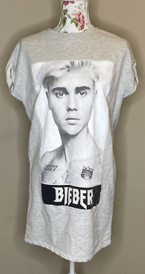 Justin Bieber Divided by HM Womens Sz 6 Purpose Tour Photo Long Sweatshirt