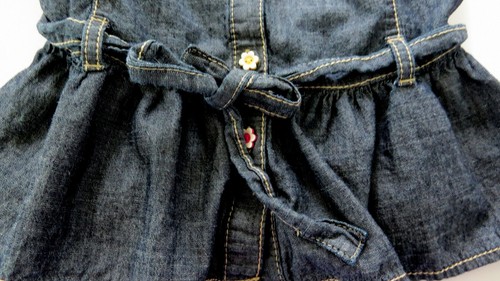 GYMBOREE Girls Jean Denim Top Showers of Flowers Size 12 Flower Buttons Long Top - Picture 7 of 10