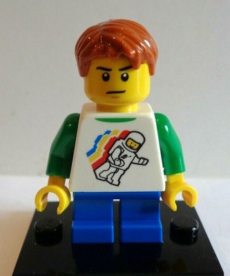 Little Boy no 2 Lego City Mini figure Black Hair Astronaut T-shirt