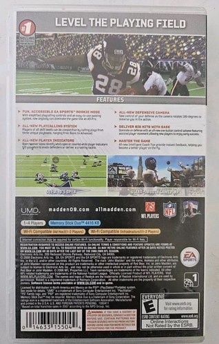 Madden 2009 (Sony PSP, 2008) EA, W/Game, Case And Manual - Picture 3 of 3
