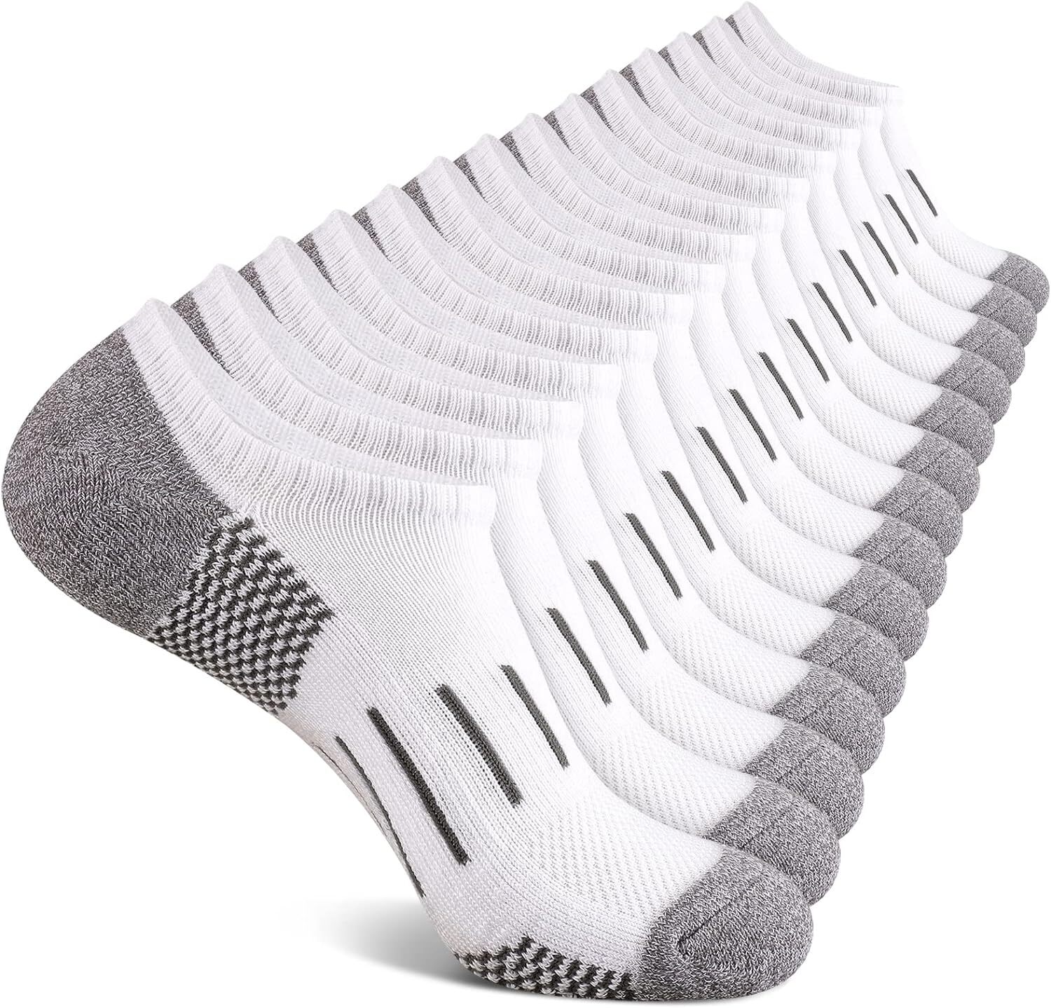 Heatuff No Show Socks Men 7 Pairs Low Cut Athletic One Size, 7 White-image