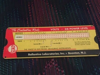 1953 Ballantine Labs Volts  DB Power Level DB  Ratio Conversion Slide Rule 