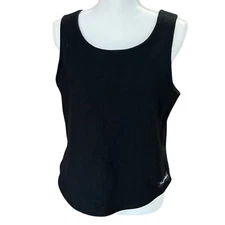 Retro early waters black fleece vest women size large made USA Portland Oregon