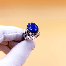 Natural Lapis Lazuli Ring Handmade 925 Sterling Silver Statement Ring