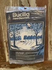 Bucilla Needlecraft Kit Country Wagon Scene Winter Horse Vintage New