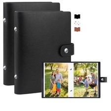 2 Pack 5x7 Photo Albums Leather Cover Holds 52 Pictures Acid-Free Mini Book