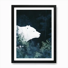 Polar Bear In The Forest Art Print  Framed Wall Art Poster Canvas Print Picture