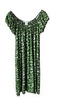 Max Studio Green/White  Shift Dress Short Sleeve Pockets Sz-M made in USA