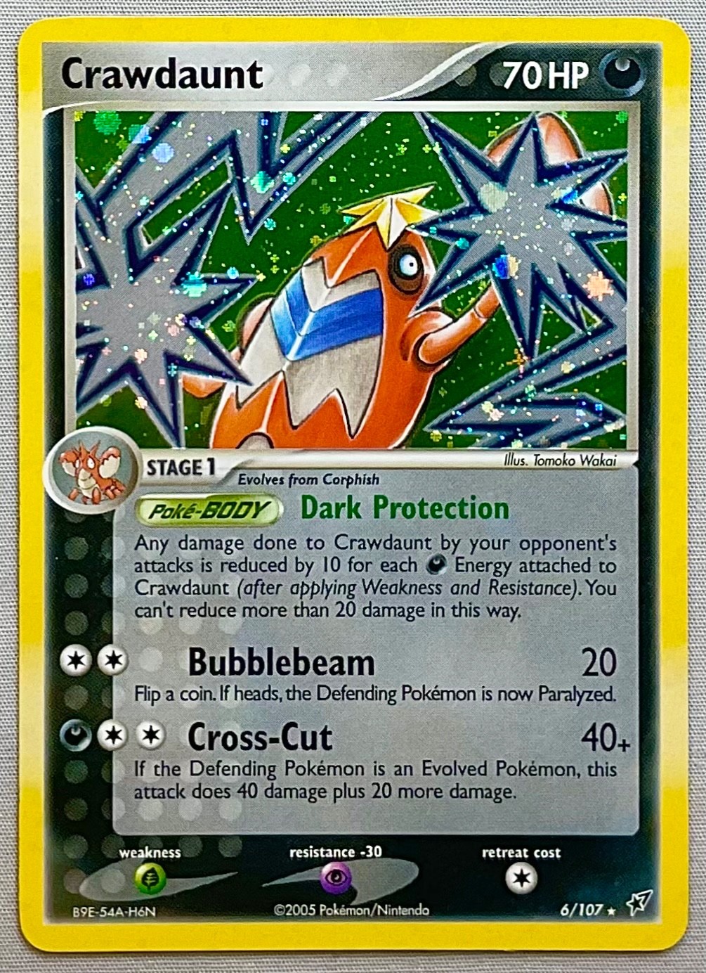 Pokémon Crawdaunt #6/107 Holo Rare - 2005 EX Deoxys - NM to Mint Condition!