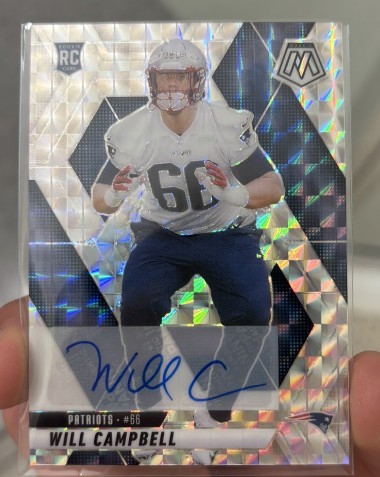 2025 Mosaic #378 Will Campbell TRUE Prizm Auto Patriots Rookie RC PACK FRESH🔥